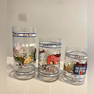 vintage americano , Rustic style thick bottom glasses and barn style (set 3 )